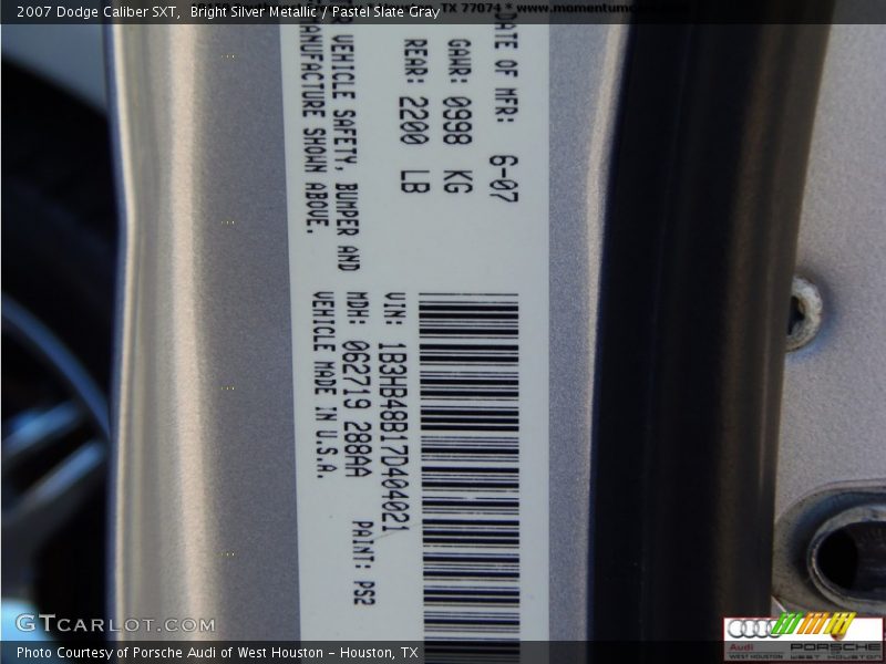 Bright Silver Metallic / Pastel Slate Gray 2007 Dodge Caliber SXT