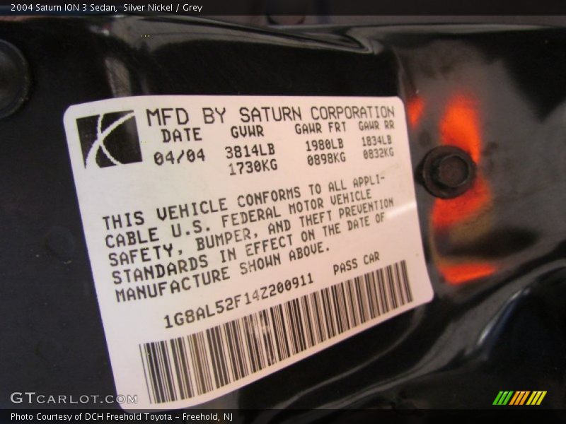 Silver Nickel / Grey 2004 Saturn ION 3 Sedan