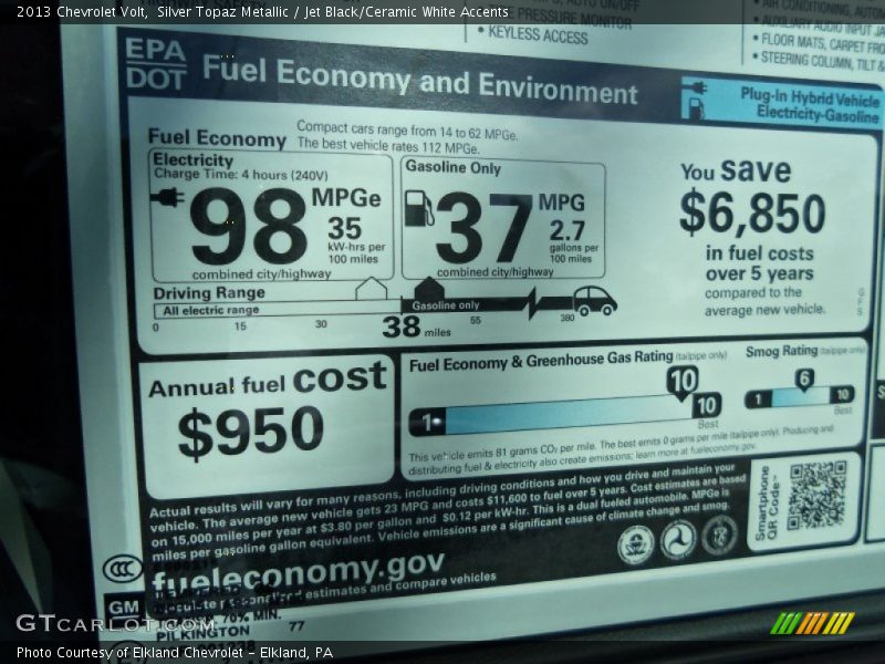 Silver Topaz Metallic / Jet Black/Ceramic White Accents 2013 Chevrolet Volt
