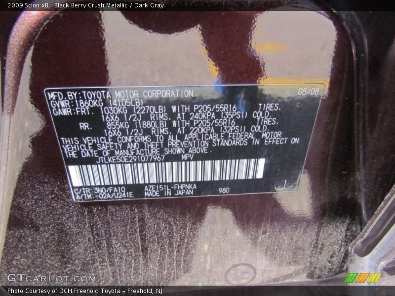 Black Berry Crush Metallic / Dark Gray 2009 Scion xB