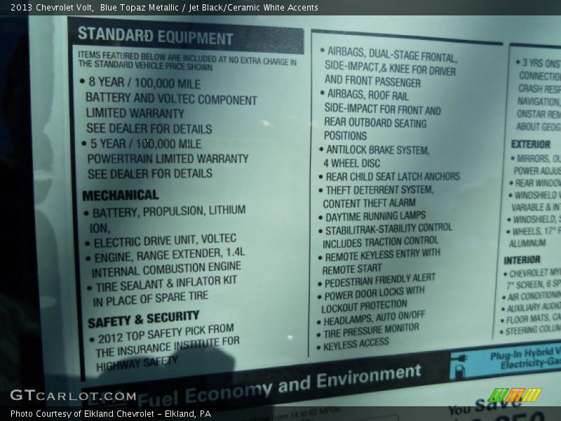  2013 Volt  Window Sticker