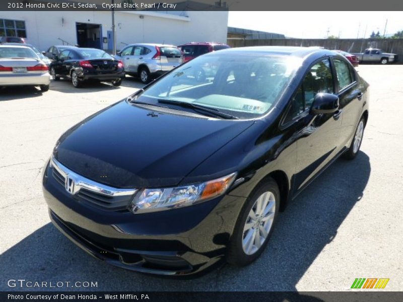 Crystal Black Pearl / Gray 2012 Honda Civic EX-L Sedan