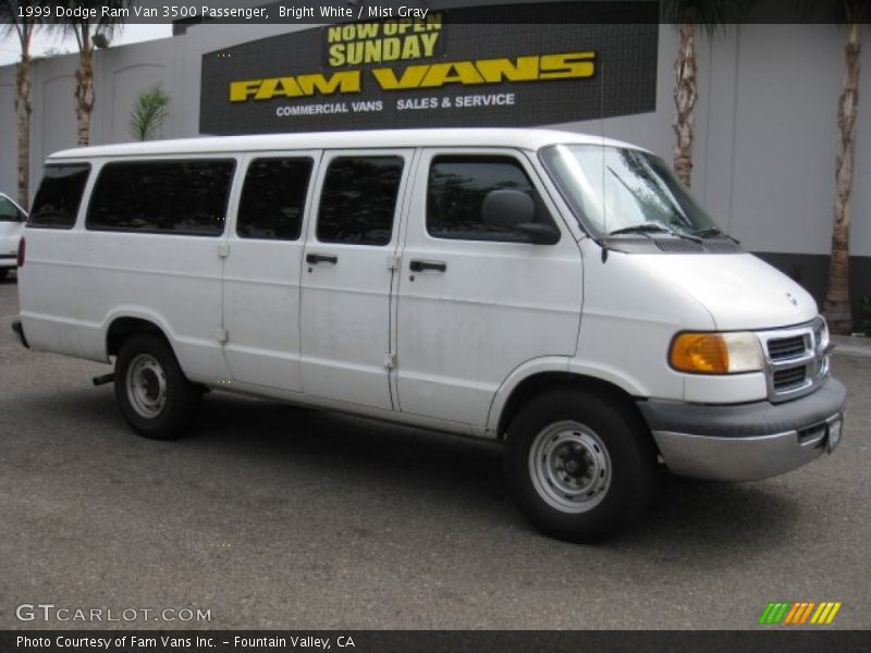 Bright White / Mist Gray 1999 Dodge Ram Van 3500 Passenger