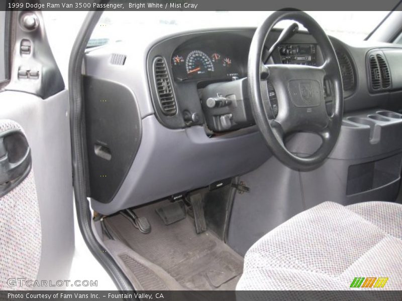 Bright White / Mist Gray 1999 Dodge Ram Van 3500 Passenger