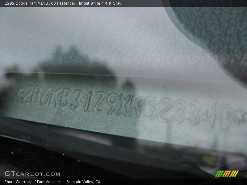 Bright White / Mist Gray 1999 Dodge Ram Van 3500 Passenger