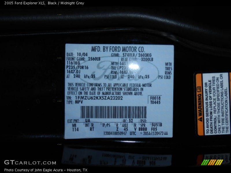 Black / Midnight Grey 2005 Ford Explorer XLS