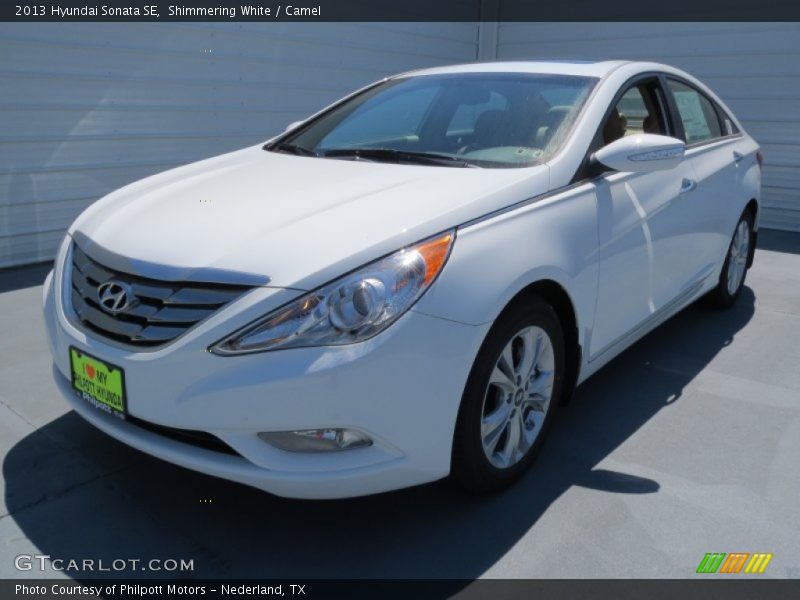 Shimmering White / Camel 2013 Hyundai Sonata SE