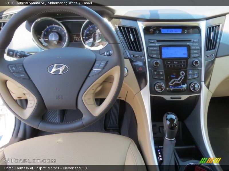 Shimmering White / Camel 2013 Hyundai Sonata SE