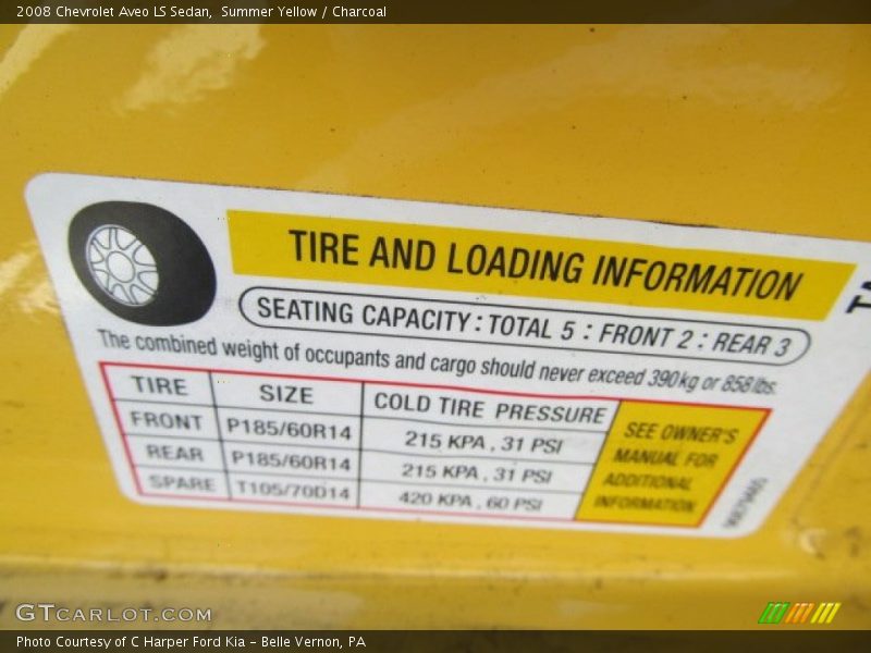 Summer Yellow / Charcoal 2008 Chevrolet Aveo LS Sedan