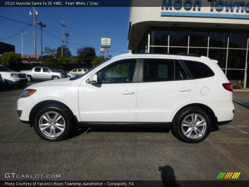 Pearl White / Gray 2010 Hyundai Santa Fe SE 4WD