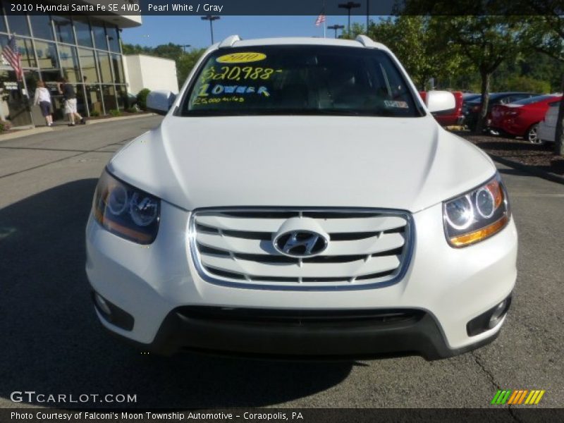 Pearl White / Gray 2010 Hyundai Santa Fe SE 4WD