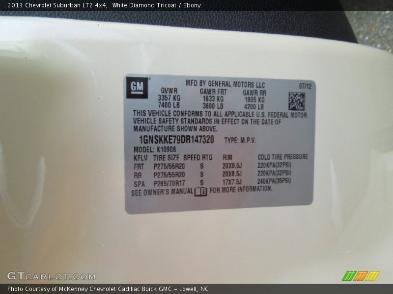 White Diamond Tricoat / Ebony 2013 Chevrolet Suburban LTZ 4x4