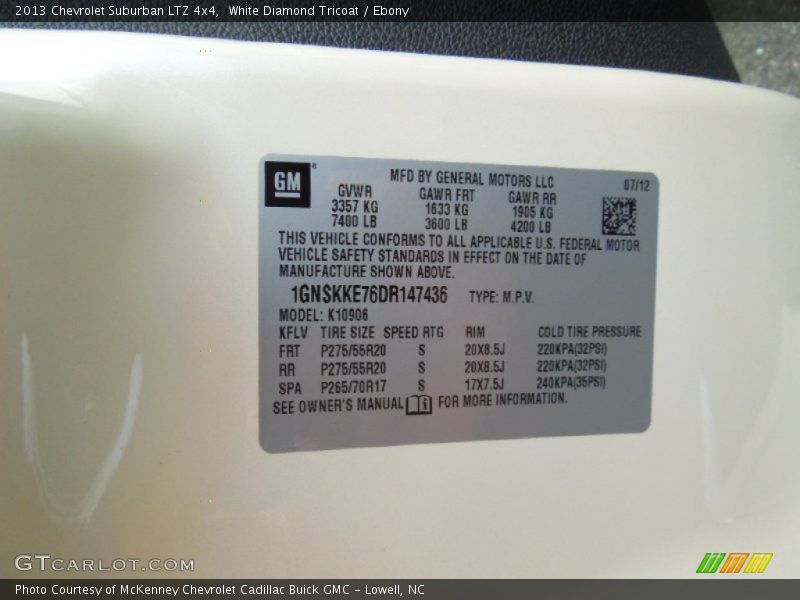 White Diamond Tricoat / Ebony 2013 Chevrolet Suburban LTZ 4x4