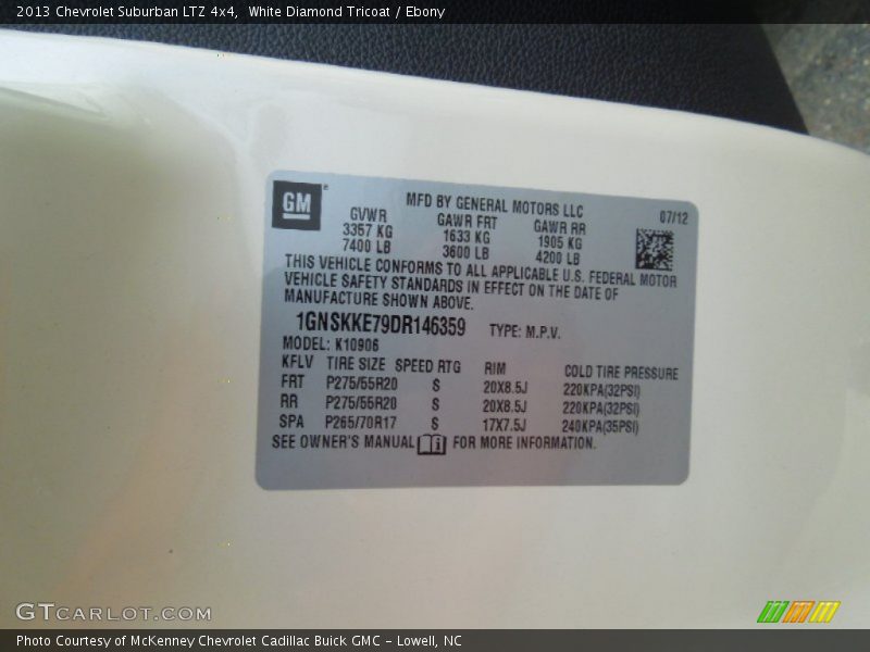 White Diamond Tricoat / Ebony 2013 Chevrolet Suburban LTZ 4x4