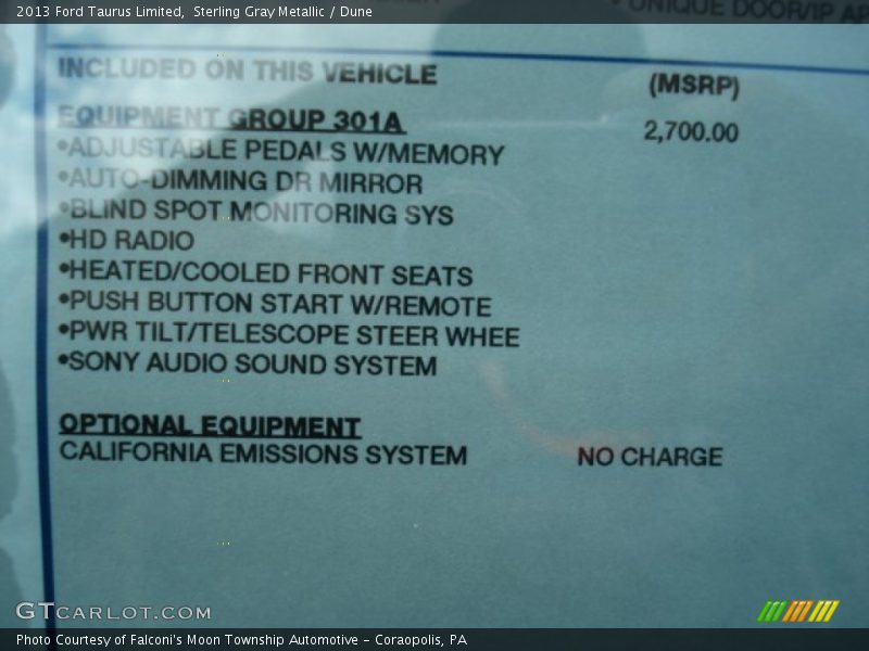  2013 Taurus Limited Window Sticker