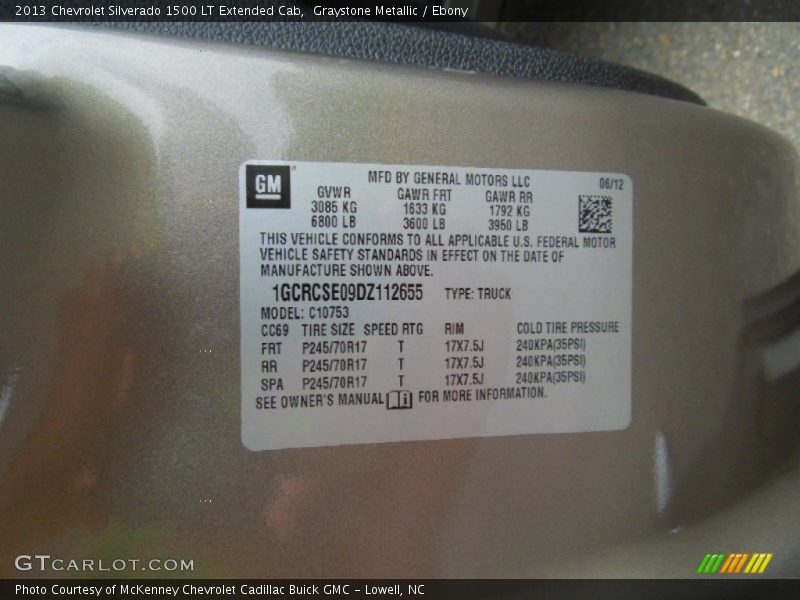 Graystone Metallic / Ebony 2013 Chevrolet Silverado 1500 LT Extended Cab