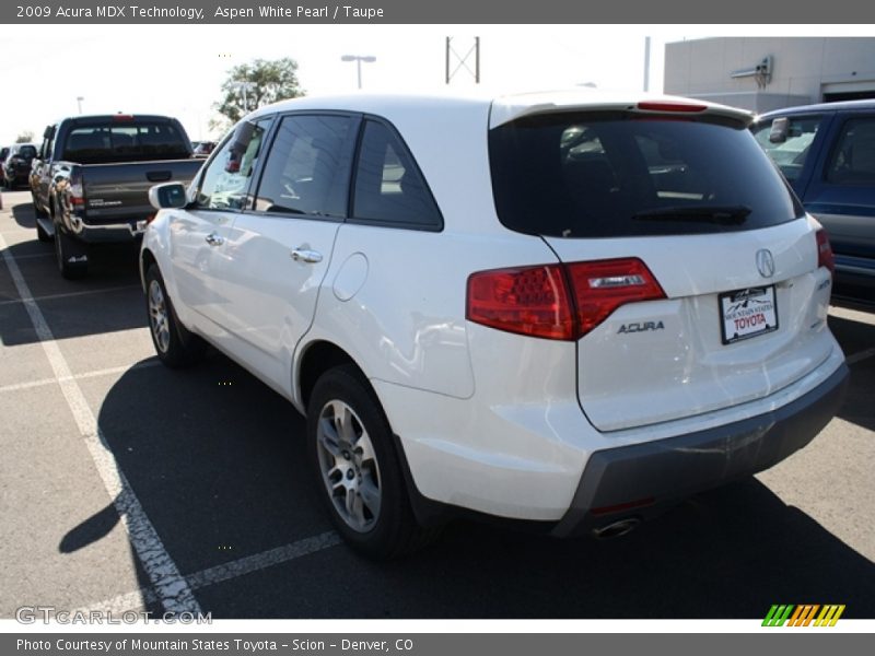 Aspen White Pearl / Taupe 2009 Acura MDX Technology