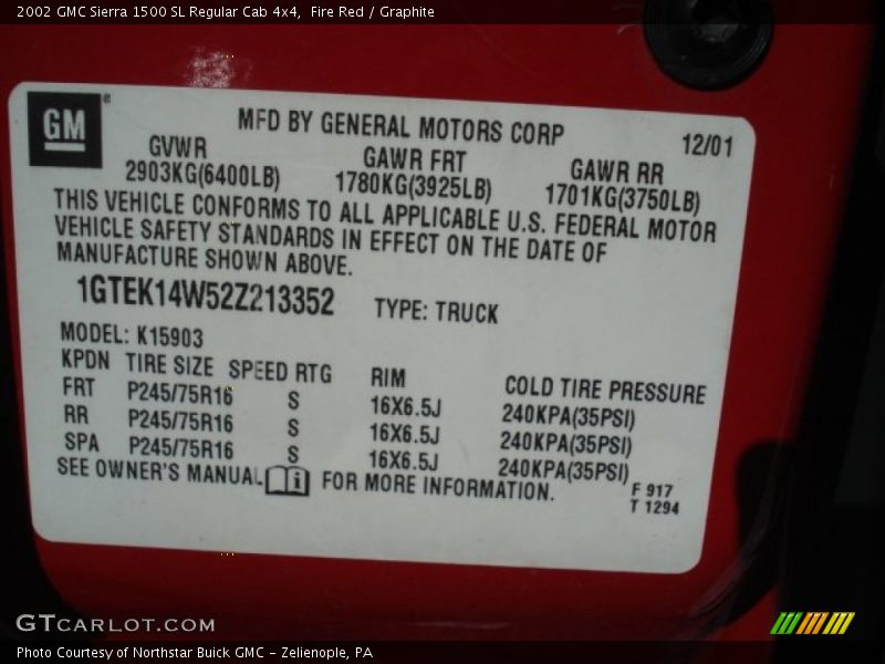 Fire Red / Graphite 2002 GMC Sierra 1500 SL Regular Cab 4x4