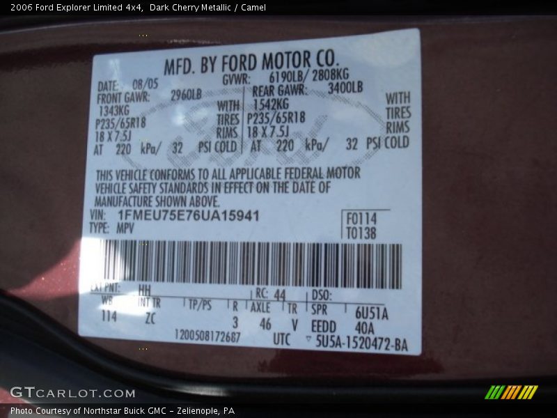 Dark Cherry Metallic / Camel 2006 Ford Explorer Limited 4x4