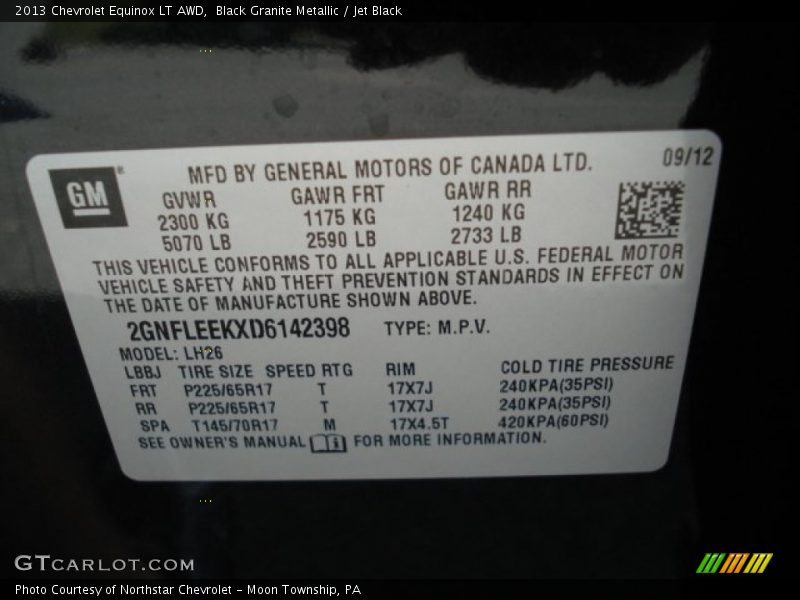 Black Granite Metallic / Jet Black 2013 Chevrolet Equinox LT AWD