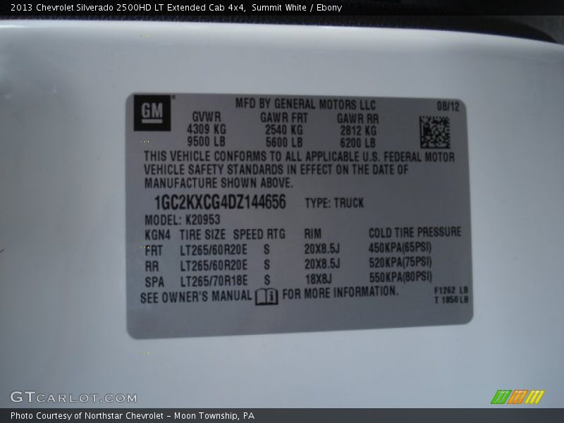 Summit White / Ebony 2013 Chevrolet Silverado 2500HD LT Extended Cab 4x4