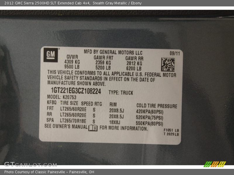 Stealth Gray Metallic / Ebony 2012 GMC Sierra 2500HD SLT Extended Cab 4x4