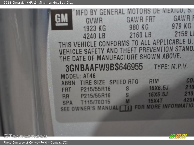 Silver Ice Metallic / Gray 2011 Chevrolet HHR LS