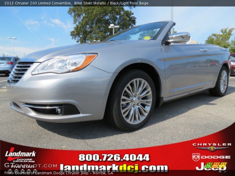 Billet Silver Metallic / Black/Light Frost Beige 2013 Chrysler 200 Limited Convertible