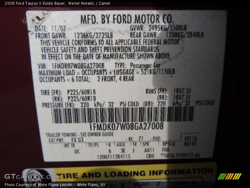 Merlot Metallic / Camel 2008 Ford Taurus X Eddie Bauer