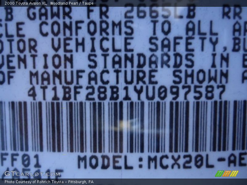 Woodland Pearl / Taupe 2000 Toyota Avalon XL