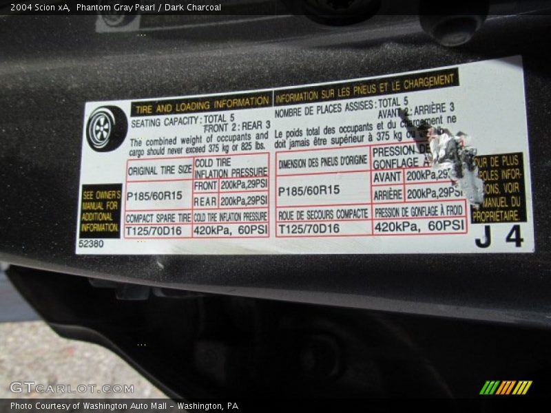 Phantom Gray Pearl / Dark Charcoal 2004 Scion xA