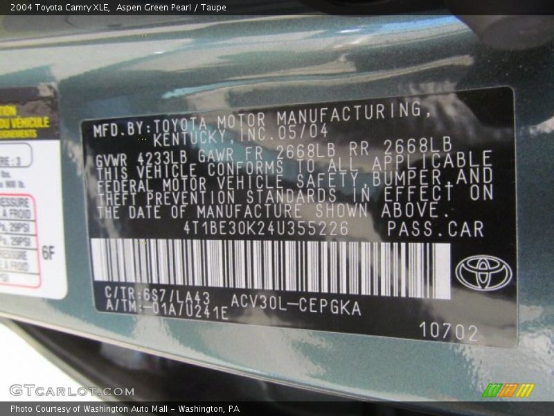 Aspen Green Pearl / Taupe 2004 Toyota Camry XLE