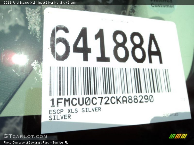Ingot Silver Metallic / Stone 2012 Ford Escape XLS