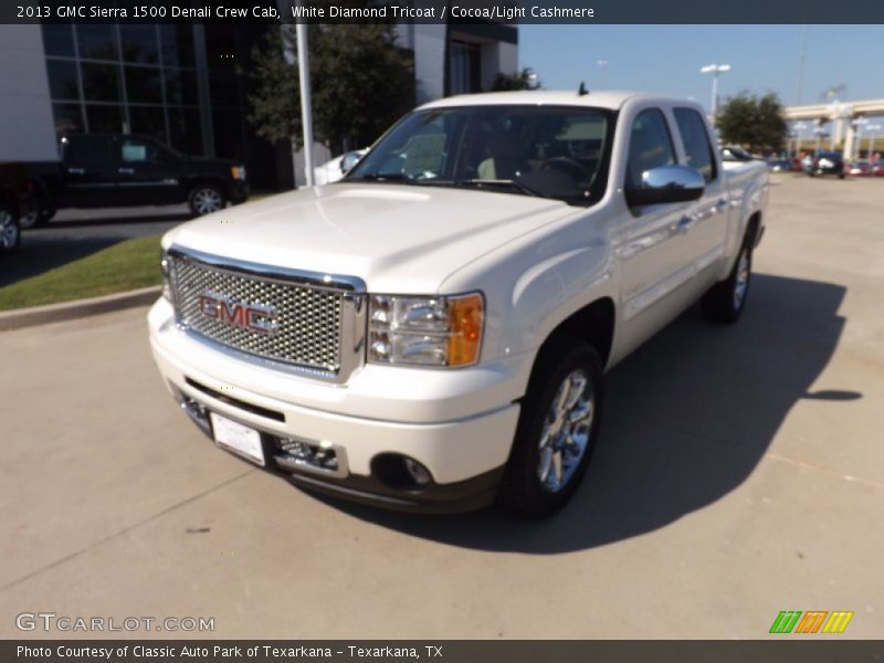 White Diamond Tricoat / Cocoa/Light Cashmere 2013 GMC Sierra 1500 Denali Crew Cab