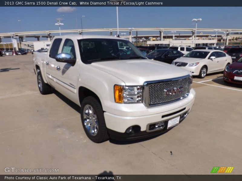 White Diamond Tricoat / Cocoa/Light Cashmere 2013 GMC Sierra 1500 Denali Crew Cab