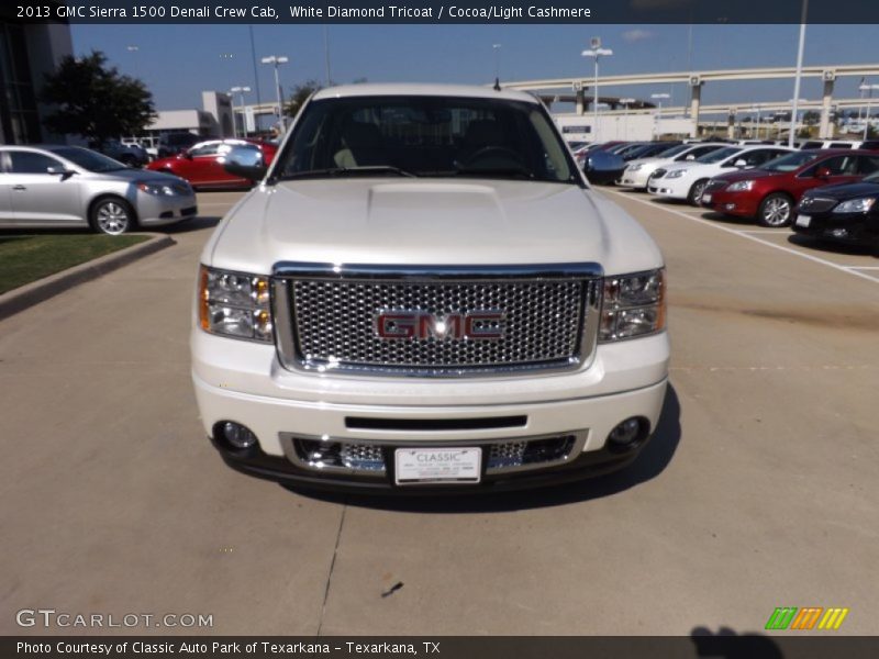 White Diamond Tricoat / Cocoa/Light Cashmere 2013 GMC Sierra 1500 Denali Crew Cab