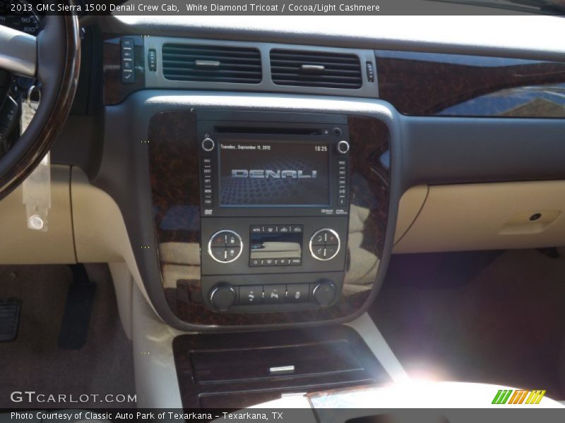 White Diamond Tricoat / Cocoa/Light Cashmere 2013 GMC Sierra 1500 Denali Crew Cab