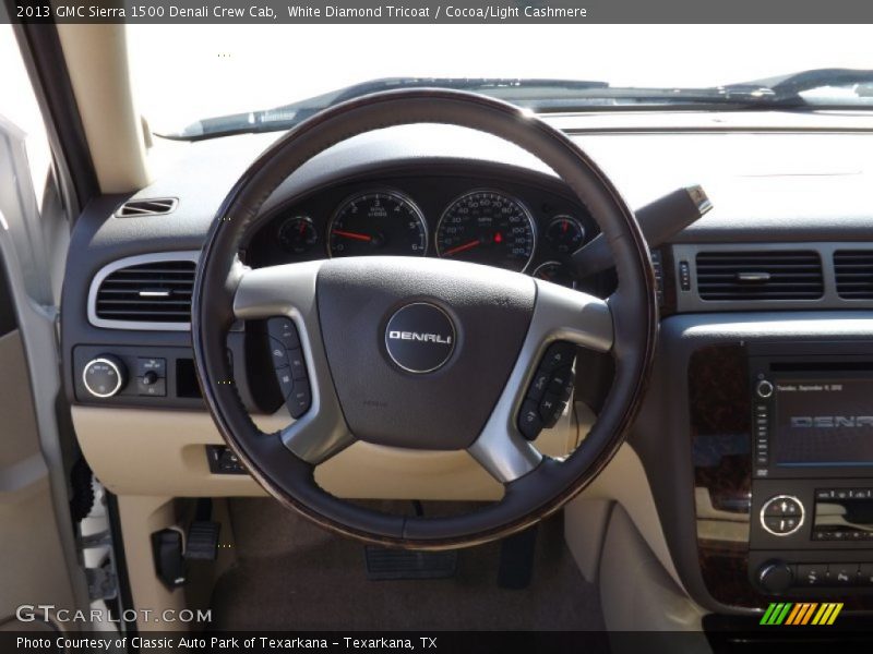 White Diamond Tricoat / Cocoa/Light Cashmere 2013 GMC Sierra 1500 Denali Crew Cab