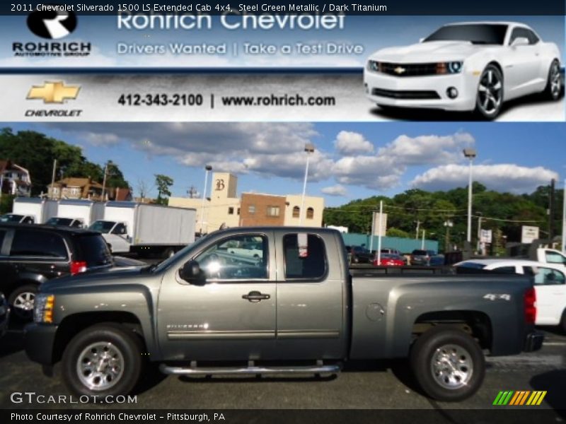 Steel Green Metallic / Dark Titanium 2011 Chevrolet Silverado 1500 LS Extended Cab 4x4