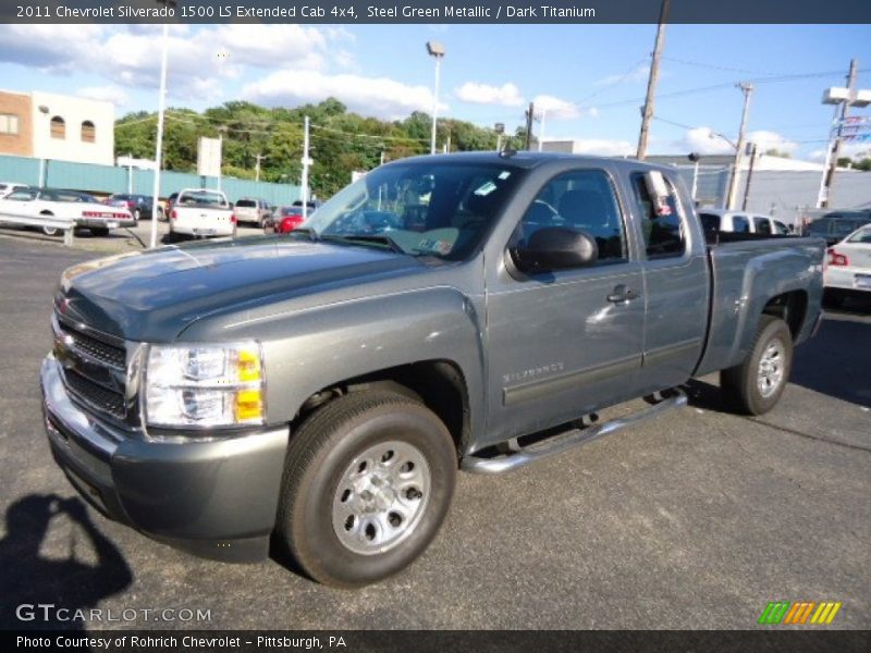 Steel Green Metallic / Dark Titanium 2011 Chevrolet Silverado 1500 LS Extended Cab 4x4