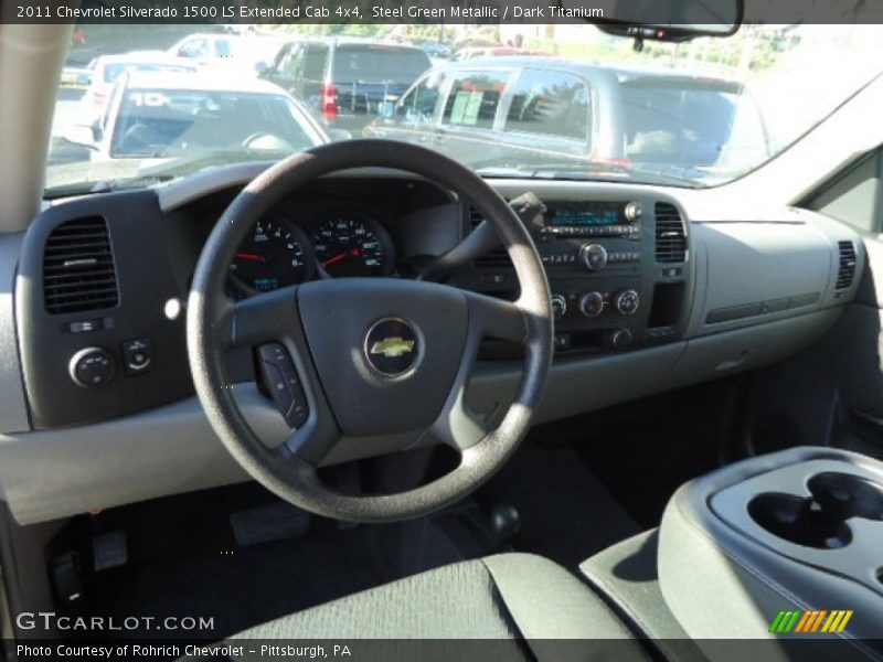 Steel Green Metallic / Dark Titanium 2011 Chevrolet Silverado 1500 LS Extended Cab 4x4