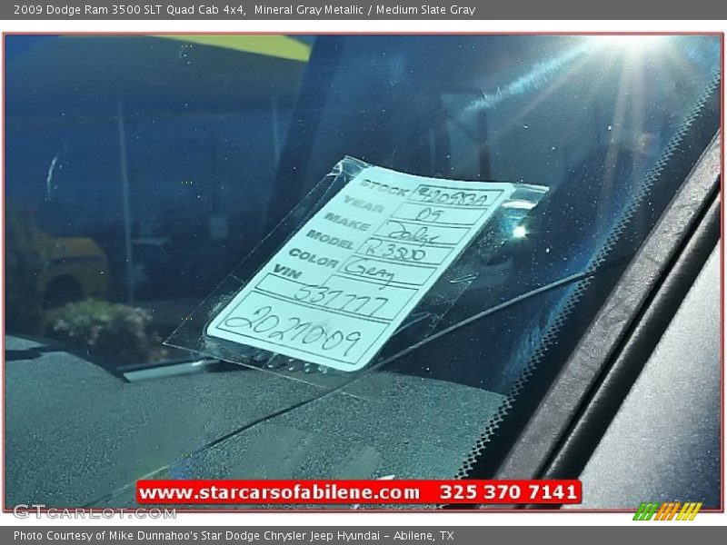 Mineral Gray Metallic / Medium Slate Gray 2009 Dodge Ram 3500 SLT Quad Cab 4x4