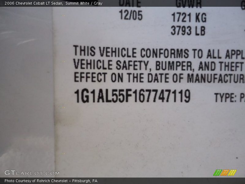 Summit White / Gray 2006 Chevrolet Cobalt LT Sedan