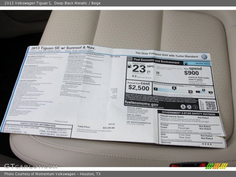 Deep Black Metallic / Beige 2013 Volkswagen Tiguan S