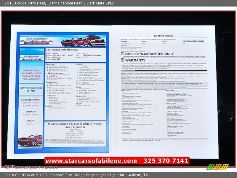 Dark Charcoal Pearl / Dark Slate Gray 2011 Dodge Nitro Heat