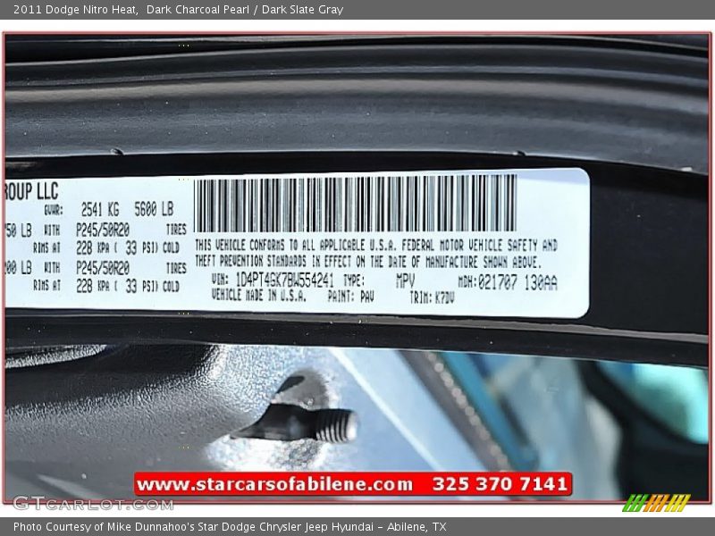 Dark Charcoal Pearl / Dark Slate Gray 2011 Dodge Nitro Heat
