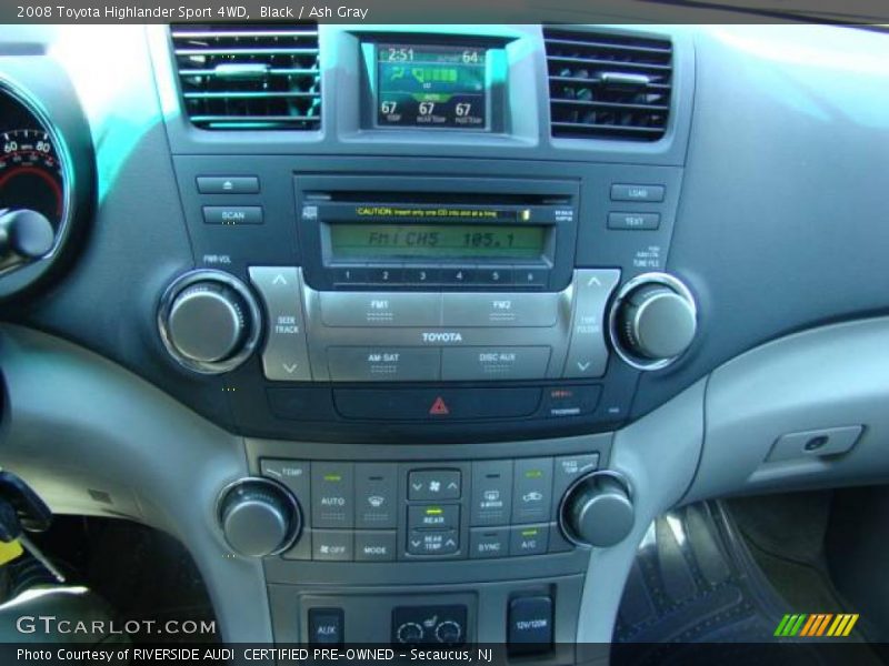 Black / Ash Gray 2008 Toyota Highlander Sport 4WD