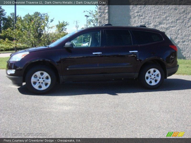 Dark Cherry Metallic / Dark Gray/Light Gray 2009 Chevrolet Traverse LS
