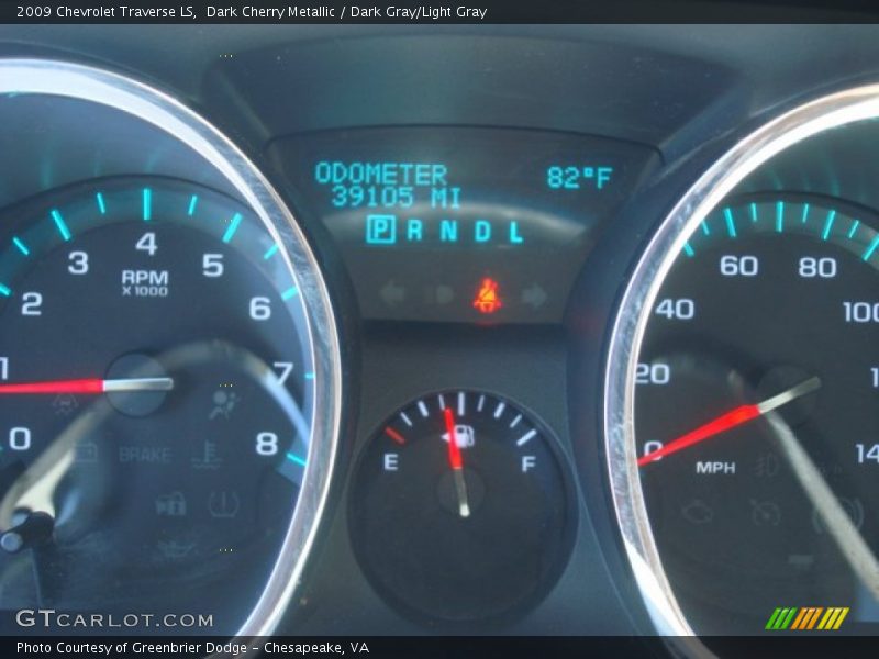 Dark Cherry Metallic / Dark Gray/Light Gray 2009 Chevrolet Traverse LS