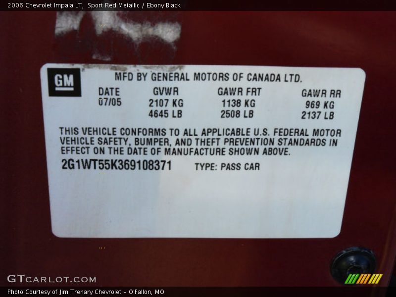 Sport Red Metallic / Ebony Black 2006 Chevrolet Impala LT